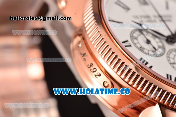 Ulysse Nardin Maxi Marine Chrono Swiss Valjoux 7750-SHG Automatic Rose Gold Case/Bracelet with White Dial and Roman Numeral Markers (EF) - Click Image to Close